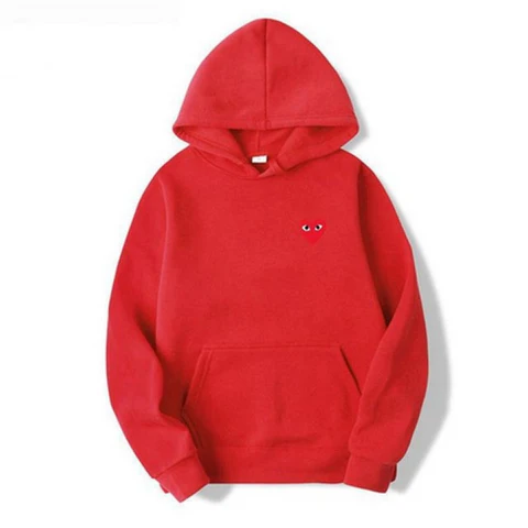 Rode katoenen dames hoodie met een prachtig ogen logo